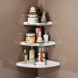 Unbreakable Multipurpose Space Saving Corner/Rack for face wash,shower gel Acrylic, Plastic Wall Shelf-14