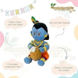 vrindavanstore.in "Cuddly Lord Krishna Plush Toy with Bansuri Soft for Babies & Toddlers"- 40 cm image 4
