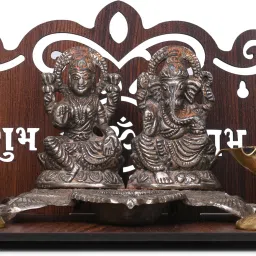Premium Shubh Labh Carved Pattern Devghar Set Top Box Stand Wooden Mandir Temple Wooden Wall Shelf-11