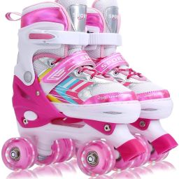 Roller Skates for Kids Girls Boys Beginners,Adjustable Size with Light Wheels Shoe Skates - Size 4 to 12 UK-image-56