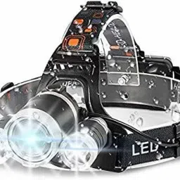 LED Head Lamp Flash Light Torch with Adjustable Rechargeable Battery for Camping Trekking Caving Hiking Reading Running with adjustable 3 bulb Torch-19