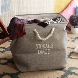cortina 12 Ltr Grey Canvas Laundry Basket-picture-5
