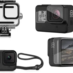 Action Pro Camera Accessories Kit Protective Frame, 9H Tempered Glass and Silicon Case Compatible with GoPro Hero 8 Black Lens Cap-image-31