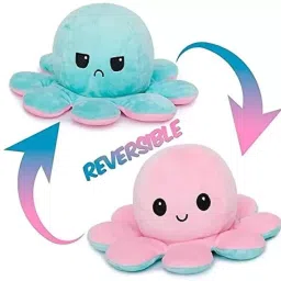 ® Reversible Octopus Stuffed Plush Mood Expression Happy and Sad Toy for kids - 18 cm-image-17