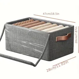 Ashmakam 3 Pcs Storage Box with Lid, Stackable Wardrobe Baskets with Handles Poly-canvas Laundry Bag image 5