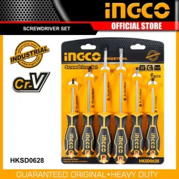 Tool world INGCO HKSD0628 HEAVY DUTY SCREWDRIVER SET WITH BLACK TIP AND RUBBER HANDLE (PACK OF 6) Combination Screwdriver Set-15