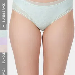 Amour Secret Pack of 3 Lace Leak ProofHipster Briefs P205N_Grn_Prl_Skn-image-96