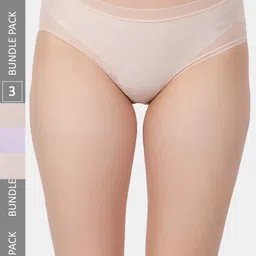 Amour Secret Pack of 3 Floral Printed Hipster Briefs-image-55