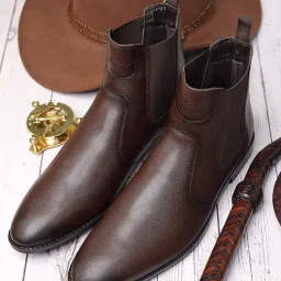 Handmade Brunette Brown Chelsea Boots for Riding Biking for Men - RGCL - UK 10 Boots For Men-image-82