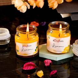 ecraftindia Lemon Yellow Wax (Set of 2) Scented Jar Candles-picture-34