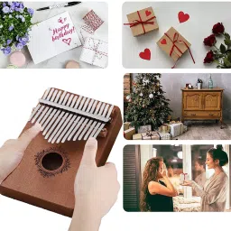syga Kalimba-Retro-17Tone-WithCase Thumb Piano Kalimba 17-Tone Keys Finger Musical Instrument Retro with Case Peach Analog Portable Keyboard image 4