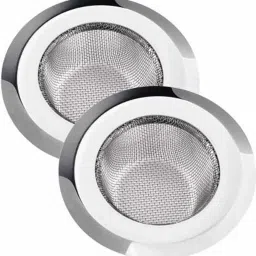 Stainless Steel Sink Strainer Kitchen Drain Net Basin Basket Filter Stopper Drainer/Jali (Size-2) Silver Pack of 2 Strainer-18
