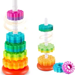 New Spinning Tower Stacking Toy, Rainbow Educational Rings-21