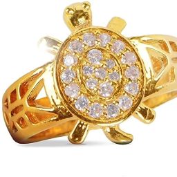 Gold Plated Vaastu Fengshui Kachua Tortoise Good Luck Charm Fashion Finger Ring for Men and Women Metal Cubic Zirconia Rhodium Plated Ring-image-42