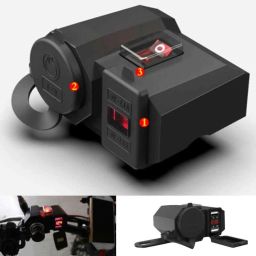Bike Cigarette Lighter Socket Dual USB Charger LED With Voltmeter & Switch 2.1 A Bike Mobile Charger-21