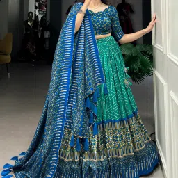 Floral Print Semi Stitched Lehenga Choli-image-93