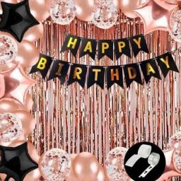 Solid Rosegold Decoration for Birthday Girl, Wife with Arch Glue and Backdrop Balloon-12