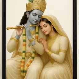 Elegant Krishna Radha Wall Frame | Spiritual Home Décor | Framed Canvas Painting Digital Reprint 12 inch x 8 inch Painting-image-34