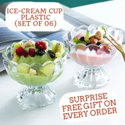 Plastic Dessert Bowl Plastic Clear Dessert Bowl, Ice-Cream Cup Bowl Set of 6-5
