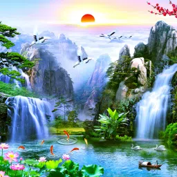 36 inch Waterfall Poster For Livingroom Bedroom Home office Wall Decor (Size 24x36 Inch) Self Adhesive Sticker-image-77