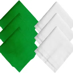 QUEERY Cotton 6 Pieces Hanky ["White-Green"] Handkerchief-image-17
