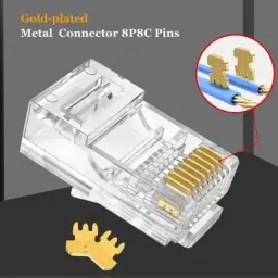SVDK RJ 45 8 PIN CAT5, CAT5E, CAT 6 NETWORKING PLUG CRYSTAL CLEAR GOLD PLATED Lan Adapter image 5