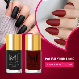 Add A Touch Of Sophistication With Matte Nail Polish Set Black,Red-13