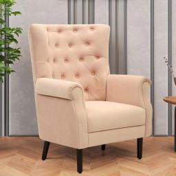 woodsworth from pepperfry Zenia Velvet Wing Chair in Baby Pink Colour-picture-43