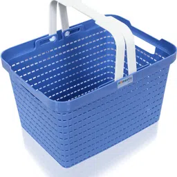homestic Plastic Plastic Storage Basket for Fruits|Kitchen|Stationery|FLORA-222|Blue Storage Basket-picture-24