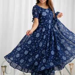 Floral Print Georgette Stitched Anarkali Gown-image-94