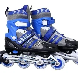 Inline Skates Size Adjustable All PU Wheels with Aluminum-Alloy, LED Flash Light, Age Group 6-14 Years In-line Skates - Size 6-9 UK-19