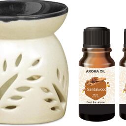 PEEPRESION Ceramic Candle Aroma Burner Coming with 2 Sandalwood Aroma Oil (15ml Each) ! Scented Air Diffuser Uses For Pub Bar, Office, Studio, Study Table, Parlour, Dinning Table Diffuser-13