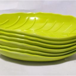 Leaf Shape Stackable Snack Platter for Serving Pakoda, Poha, Rice, Samosa Green. Quarter Plate-18