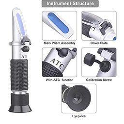 BOMBEY SCIENTIFIC Aluminium Erma Make -Hand Refractometer With Atc, Range 0-32% Brix With 0.2% Division, For Wine, Brandy, Beer, Fruits, Cutting Liquid, With Calibration Solution image 5