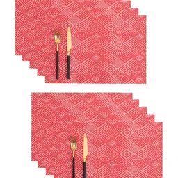 YELONA Red 10 Pieces Geometric Rectangular Table Placemats image 5