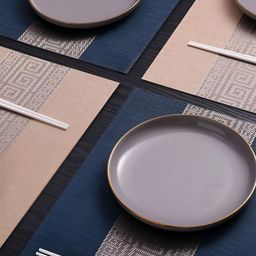 YELONA Blue 10 Pieces Textured Rectangular Table Placemats image 3
