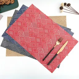 YELONA Red 10 Pieces Geometric Rectangular Table Placemats image 4