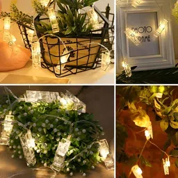 ENORMITY Yellow & White Photo Clip Shape Bulb String Lights-12