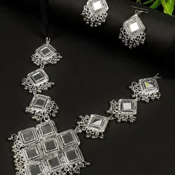Oxidized Heaven Sterling Silver-Plated Mirror Jewellery Set-picture-9