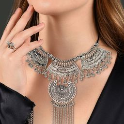 Oxidized Heaven Sterling Silver-Plated & Beaded Oxidised Jewellery Set-2