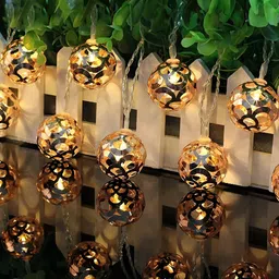 SPARK WORLD Gold Toned Cylindrical Shape String Lights image 5