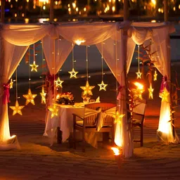 SPARK WORLD Yellow Star-Shaped LED Curtain String Light image 2