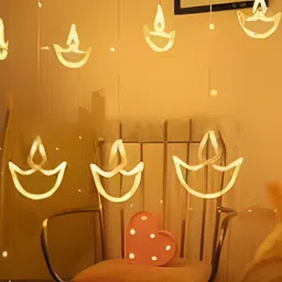 SPARK WORLD Yellow & White Diya-Shaped String Lights image 2