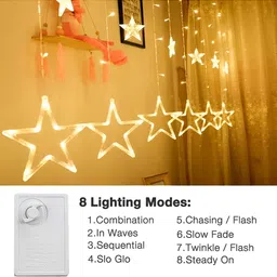 SPARK WORLD 136 Yellow Star Shaped LED String Lights image 5