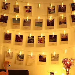 SPARK WORLD Yellow Photo Clip-Shaped String Lights image 3