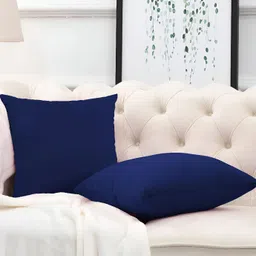 DADDY COOL Navy Blue 2 Pieces Microfiber Filled Square Cushions With Covers-16