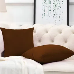 DADDY COOL Brown 2 Pieces Microfiber Filled Square Cushions With Covers-12
