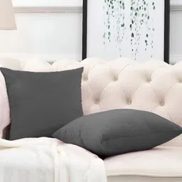 DADDY COOL Grey 2 Pieces Microfiber Filled Square Cushions With Covers-48