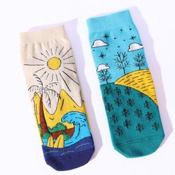 Thela Gaadi Unisex Pack Of 2 Nature Patterned Ankle-Length Socks-image-39