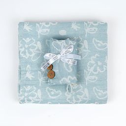 Doctor Towels 2Pieces Blue & White Floral Banana Jacquard 350GSM Bath & Hair Towel Set-image-76